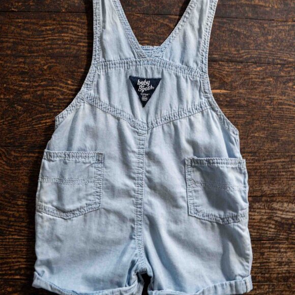 Light Blue Soft Short Overalls: 18mos - Picture 4 of 5